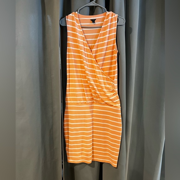 Ann Taylor Peach and White Striped Mini Dress - Picture 1 of 5